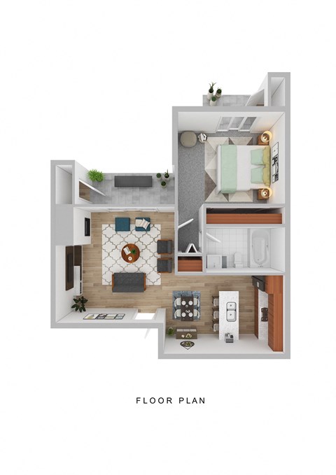 Floor plan for 1 bed, 1 bath, 655 sqft